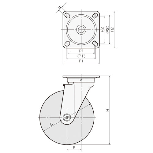 東正車輌(TOSEI) 125mm キャスター(ゴム車/自在/ストッパー付/ステンレス製) SUS-SJ-125R-S