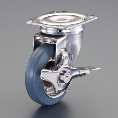 東正車輌(TOSEI) 150mm キャスター(ゴム車/自在/ストッパー付/ステンレス製) SUS-SJ-150R-S