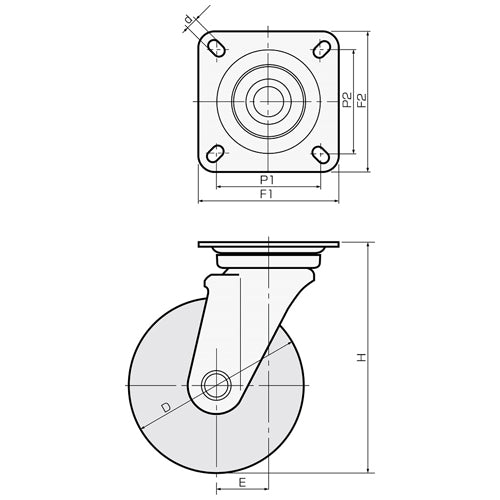 東正車輌(TOSEI) 100mm キャスター(ゴム車/自在/ステンレス製) AWJ-100RNB