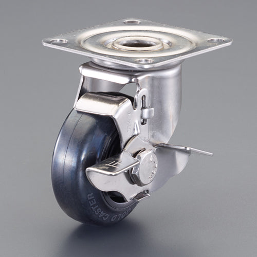 東正車輌(TOSEI) 75mm キャスター(ゴム車/自在/ストッパー付/ステンレス製) AWJ-75RNB-S
