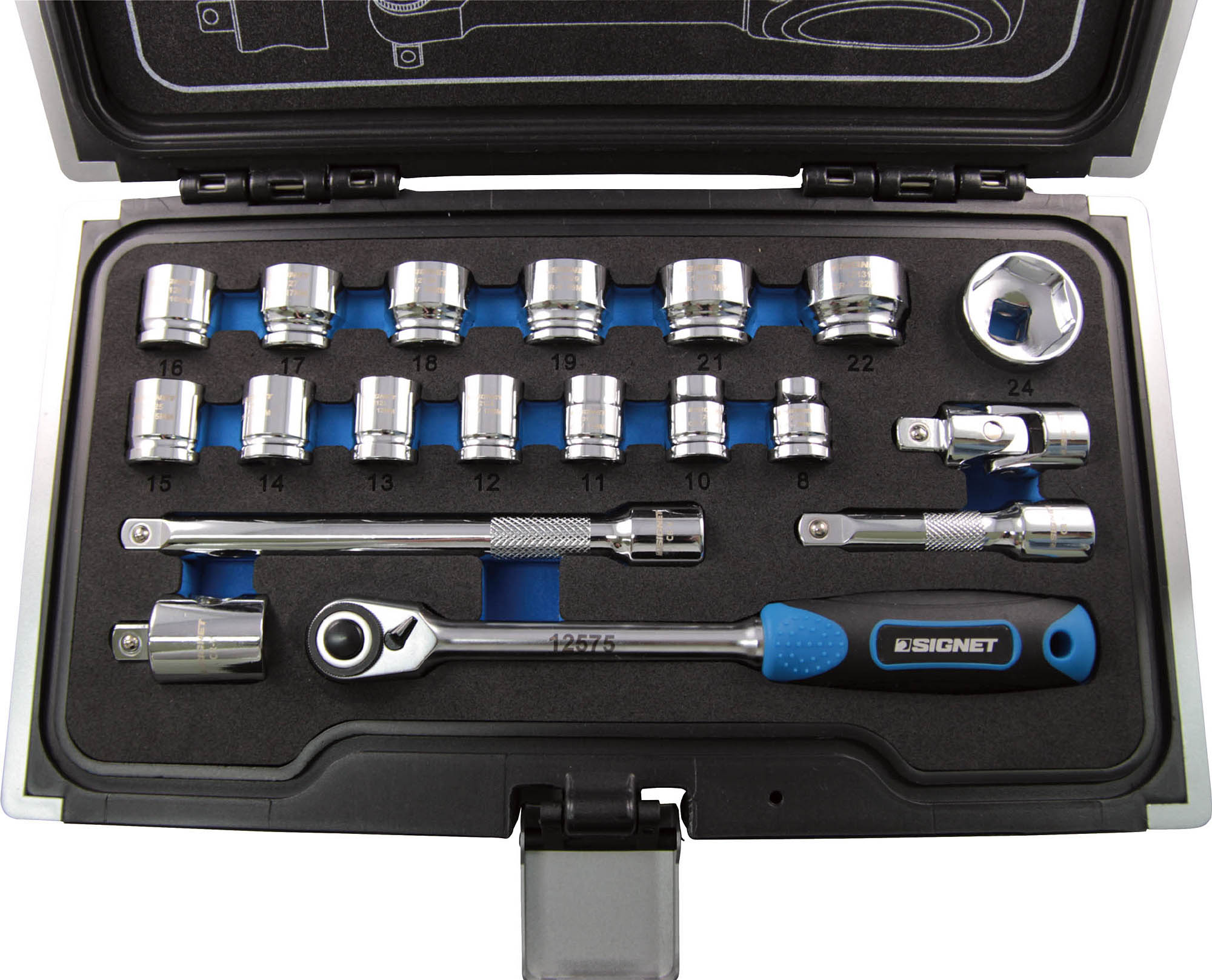 3/8”DR ショートソケットレンチセット(6角)