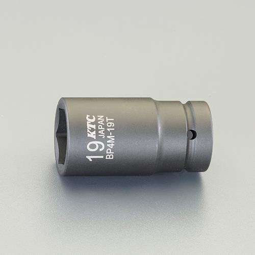 KTC(京都機械工具) 1/2”DRx23mmセミディープインパクトソケット(ピン・リング付 BP4M-23TP