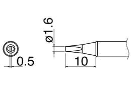 白光(HAKKO) φ1.6mm 交換用こて先 (EA304AL用) T31-03D16
