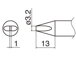 白光(HAKKO) φ3.2mm 交換用こて先 (EA304AM用) T33-D32