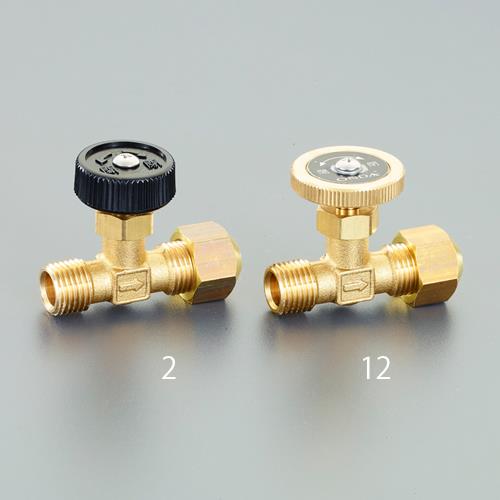 オンダ製作所 R 1/4”x 8mm ニードルバルブ(黄銅ハンドル/フレアーナット OMV-751-3