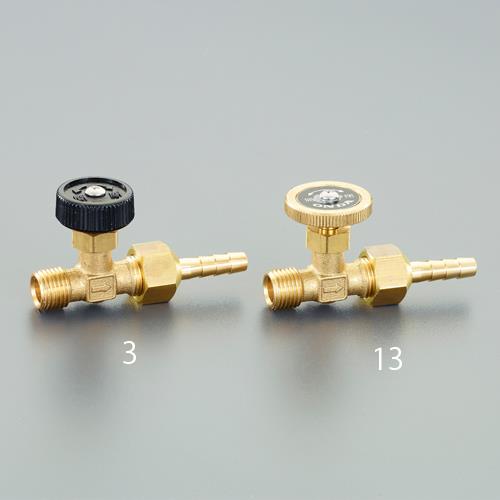 オンダ製作所 R 1/4”x 8mm ニードルバルブ(黄銅ハンドル/ホースニップ OMV-762-3