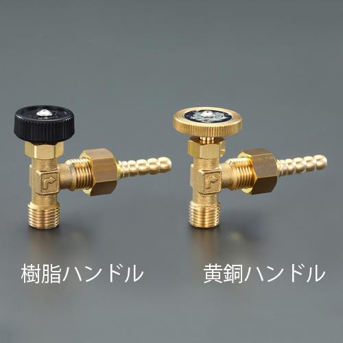 オンダ製作所 R 1/4”x 8mm ニードルバルブ(黄銅ハンドル/ホースニップ OMV-652-3