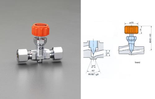 アソー(ASOH) 8mmx 8mm ニードルバルブ(ストレート型・リング式) CR-2208