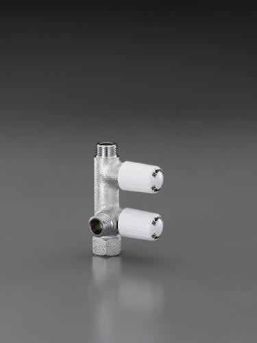 カクダイ Rc1/2” 分岐止水栓(2ハンドル) 783-541-13