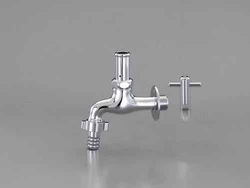 カクダイ PJ1/2” 横水栓(共用栓・ホースニップル付) 7031L