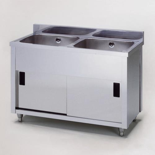 東製作所 900x450x890mm 二槽キャビネットシンク(SUS430) AP2-900K