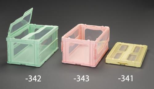 ESCO(エスコ) 649x439x340mm/76.0L 折畳コンテナ(緑/蓋付) EA506AA-342