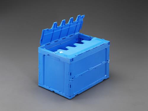 ESCO(エスコ) 648x440x419mm/92.9L 折畳コンテナ(青/蓋付) EA506AA-9