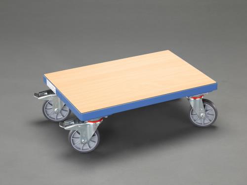 ESCO(エスコ) 605x405mm/250kg ドーリー(ブレーキ付/木製天板) EA520AD-11A