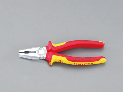 KNIPEX(クニペックス) 200mm 電工ペンチ(絶縁グリップ付/メッキ) 0306200