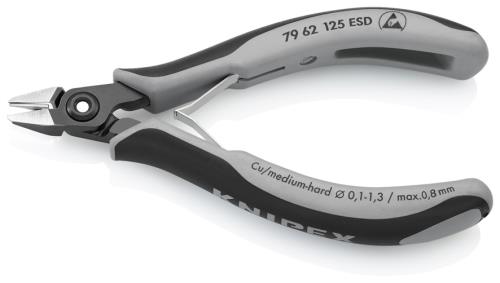 KNIPEX(クニペックス) 125mm 精密用ニッパー(ESDグリップ/バネ付) 7962125ESD