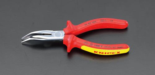 KNIPEX(クニペックス) 160mm 絶縁ラジオペンチ(グリップ付/メッキ/40゚先曲) 2526160