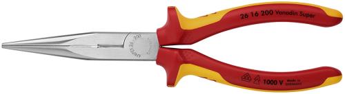 KNIPEX(クニペックス) 200mm 絶縁ラジオペンチ(グリップ付/ストレート/メッキ) 2616200