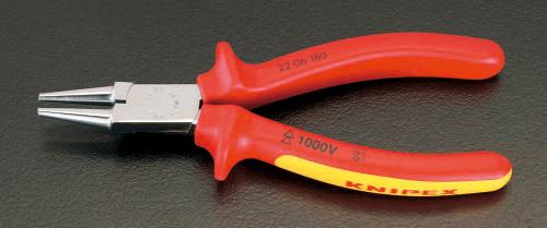 KNIPEX(クニペックス) 160mm 絶縁ラウンドノーズプライヤー(グリップ付/メッキ) 2206160
