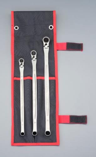 TONE(トネ) 3本組/10-14mm 超ロングラチェットメガネレンチ(首振型) RMA300L