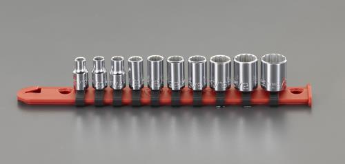 ESCO(エスコ) 1/4”DR/10個組 ソケット(ホルダー付・インチサイズ) EA617AB-2