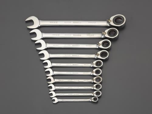 SATA Tools(サタツールズ) 10本組 ラチェット片目片口スパナ EA684RB-1