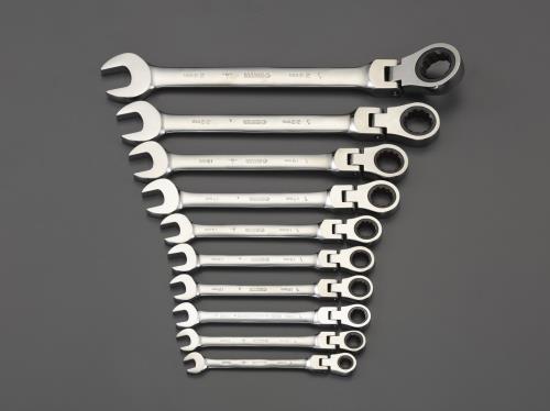 SATA Tools(サタツールズ) 10本組 ラチェット片目片口スパナ(首振型) EA684RC-1