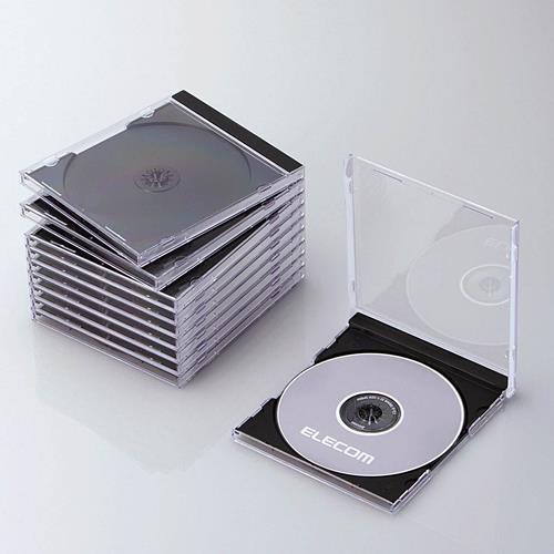 エレコム(ELECOM) CD/DVD用 プラスチックケース(ブラック/10枚) CCD-JSCN10BK