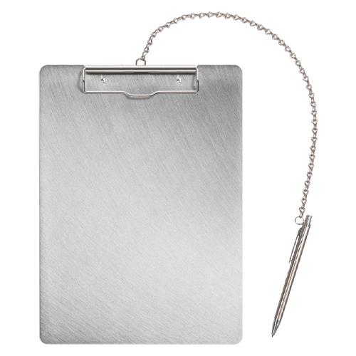 ESCO(エスコ) 240x330mm/A4 クリップボード(ステンレス製/ペン付) EA762DA-258