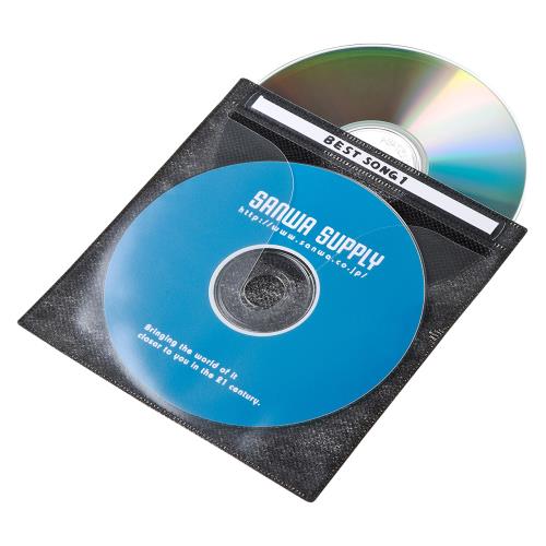 サンワサプライ CD/DVD用 不織布ケース(200枚収納/黒) FCD-FN100BKN