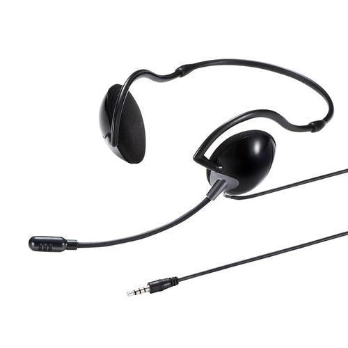 サンワサプライ 1.2m/4極 ミニプラグヘッドセット(ネックバンドタイプ) MM-HS403BK