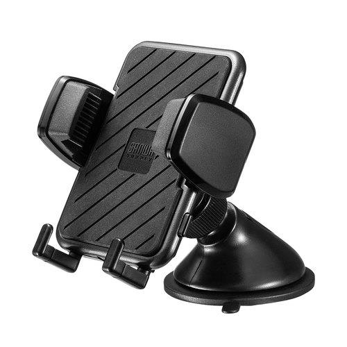 サンワサプライ 74x125x100mm スマートフォン用車載ホルダー(吸盤式) CAR-HLD11BK