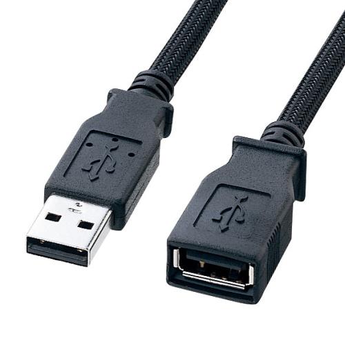 サンワサプライ 2.0mUSB延長ケーブル(A-A/2.0対応/ナイロンメッシュ KU20-NM20ENK