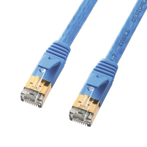 サンワサプライ 7 m フラットLANケーブル(CAT7/ブルー) KB-FL7-07BLN