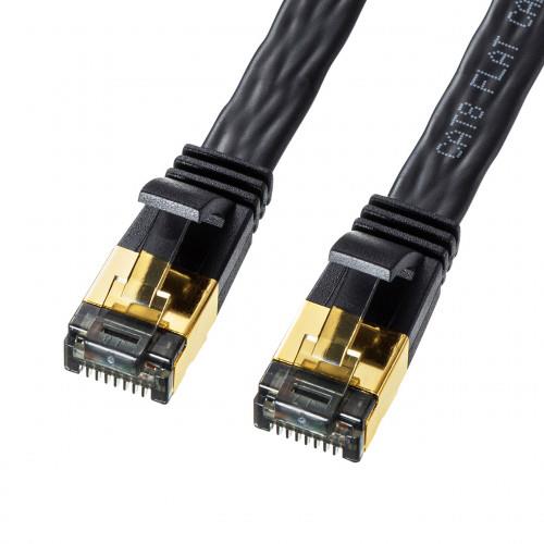サンワサプライ 2 m フラットLANケーブル(CAT8/ブラック) KB-T8FL-02BK