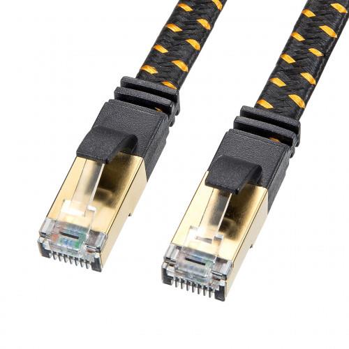 サンワサプライ 0.5m フラットLANケーブル(CAT8/メッシュ/ブラック) KB-T8MEFL-005BK