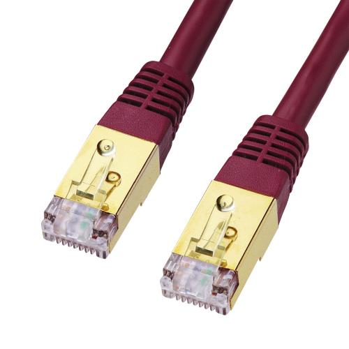 サンワサプライ 0.6m LANケーブル(CAT7/SCTPタイプ/ワインレッド) KB-T7-006WRN