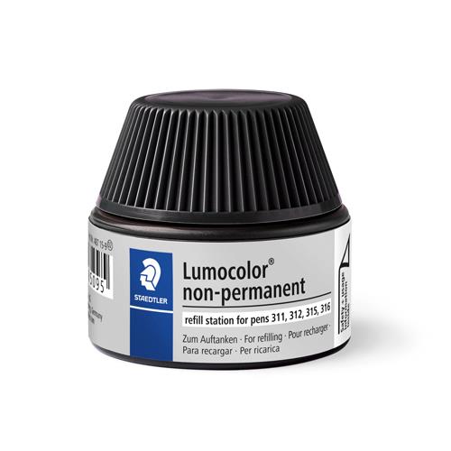 ステッドラー(STAEDTLER) 15ml 水性用補充インク(ルモカラー用/黒) 487 15-9