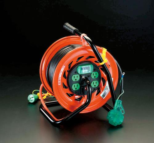 日動工業 AC125V/22A/30m コンセント固定リール(元置・ブレーカー) RZ-EB30S