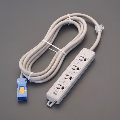 明工社 AC125V/15Ax 3m タップ(4口・ハーネスプラグ/抜け止 MR7904NT3