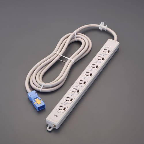 明工社 AC125V/15Ax 5m タップ(8口・ハーネスプラグ/抜け止 MR7908NT5