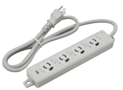 明工社 AC125V/15Ax 1m タップ(4口・抜け止・アース付) MR7904TJ1