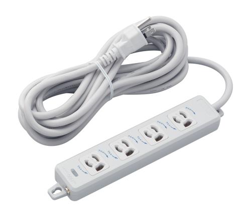 明工社 AC125V/15Ax 5m タップ(4口・抜け止・アース付) MR7904TJ5