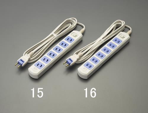 明工社 AC125V/15Ax 3m タップ(6口・抜け止・マグネット付) MR7461T3