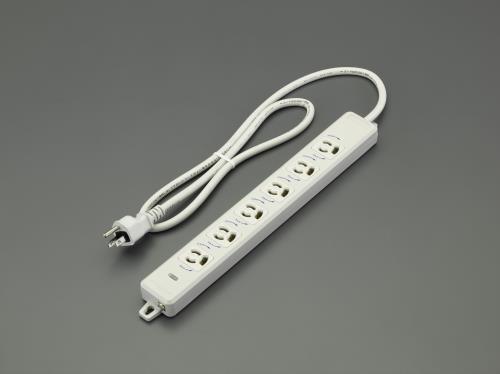 明工社 AC125V/15Ax 1m タップ(6口・接地抜け止・MG付) MR7906TJK1