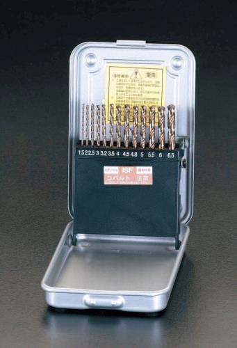 ESCO(エスコ) 1.5-6.5mm/ 13本組 ストレートドリル(Co-HSS) EA824BC-13