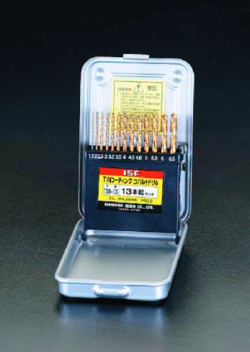 ESCO(エスコ) 1.5-6.5mm/ 13本組 ストレートドリル(Tin Co-HSS) EA824BE-13