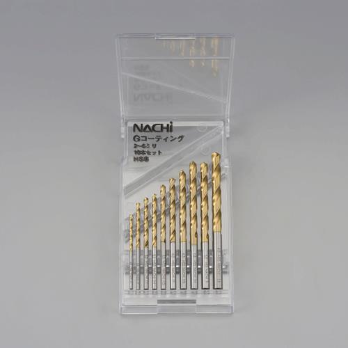 不二越(NACHI) 2.0- 6.0mm/10本組 ストレートドリル(TiN-HSS) GSDSET10