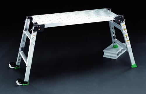 エスコ EA905DF-21 直送 代引不可 50− 69cm 足場台 調整脚付 EA905DF21 EA905DF-101 1100x1785x1140-1750mm移動式室内足場台 エスコ 天板高さ
