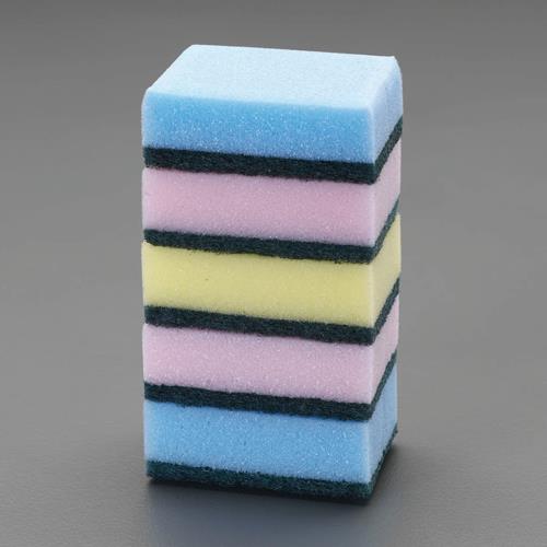 ESCO(エスコ) 90x60x 30mm スポンジたわし(研磨材入/5個) EA928AG-34A